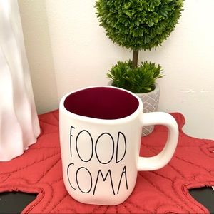 Rae Dunn ‘FOOD COMA’ Burgundy Interior White Mug